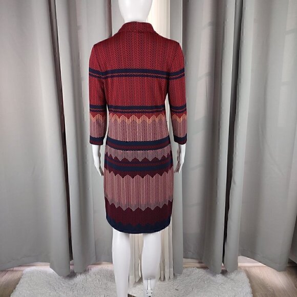 Max Studio Women's Red, Blue, Cream Geometric Print Midi Dress Size Small - Picture 3 of 11
